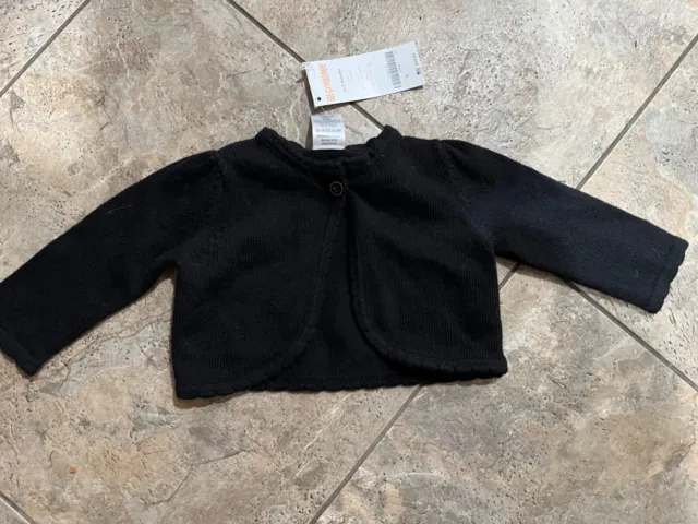 NWT Gymboree black scallop cardigan sweater size 0-3 months