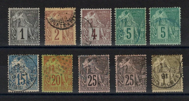 Colonies Générales - 10 Alphée oblitérés , imperfections, Cote 116 Euros (PN386)