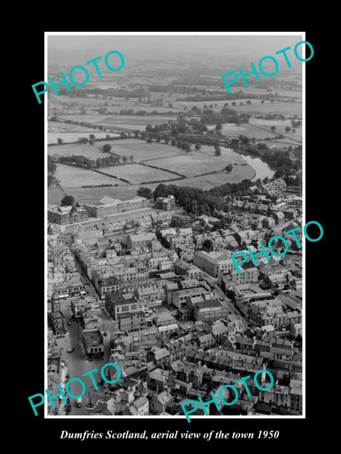 OLD 8x6 HISTORIC PHOTO DUMFRIES SCOTLAND AERIAL VIEW OF THE TOWN c1950 1