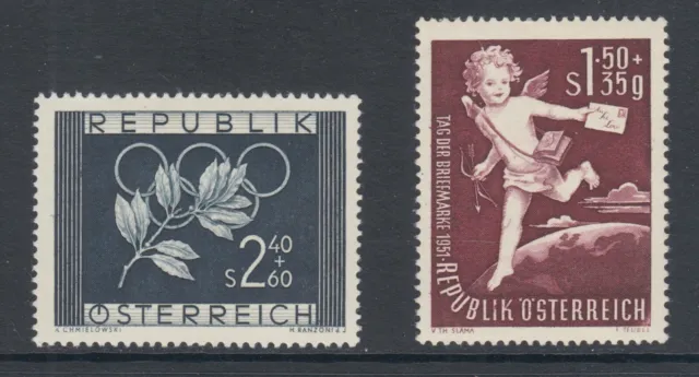 Austria Sc B277-B278 MLH. 1952 Olympic Rings & Stamp Day, VF