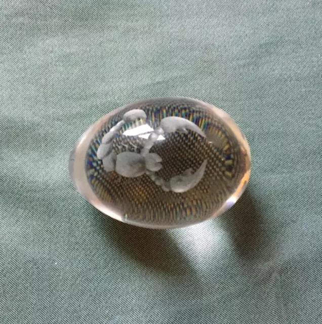 Etched Scorpion 3" Egg Paperweight Clear Art Glass - Lead Crystal?