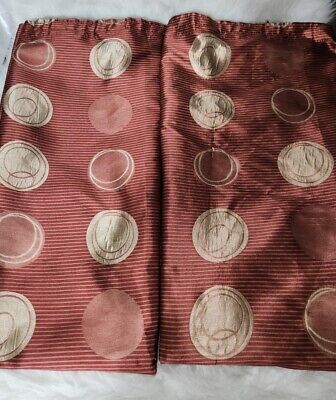 Pier 1 Window Curtain Pair Panels Crimson With Gold Circles Embroidered 52x 84”
