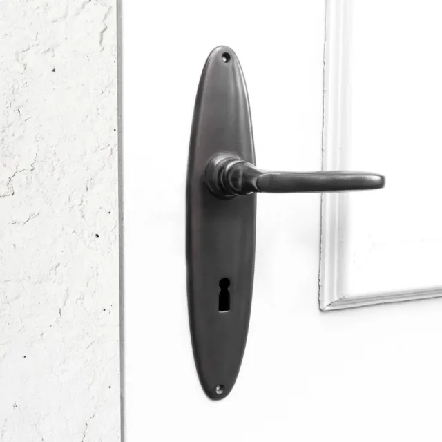 Klinkenset für Zimmertüren-Langschilder- Edles Design | BB72 | Eisen Gunmetal