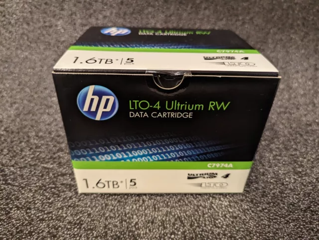 *NEW* Box of 5 x HP C7974A LTO-4 Ultrium RW Data Cartridge 1.6TB LTO4