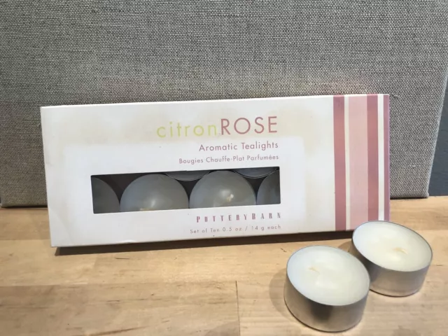 (10) Pottery Barn Citron Rose Scented Tea Light Candles - Retired HTF