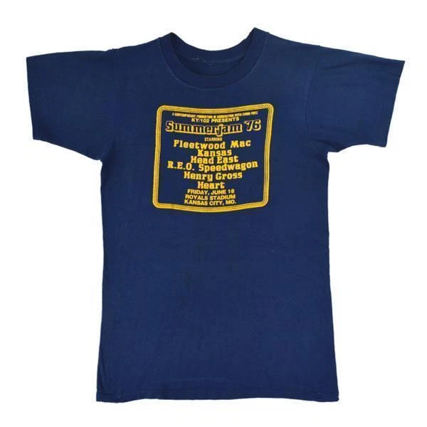 1976 SUMMERJAM FLEETWOOD MAC KANSAS HEART Vintage T shirt M equivalent AG1 1976 SUMMERJAM FLEETWOOD MAC KANSAS HEART Vintage T shirt M equivalent AG1