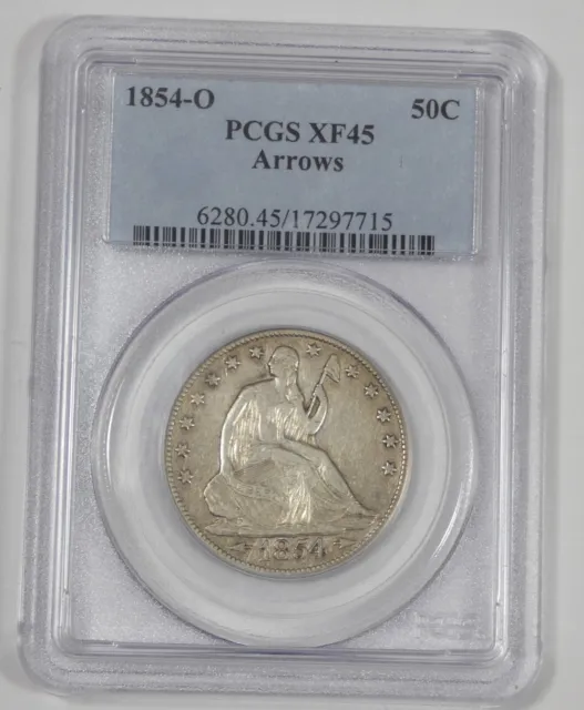 1854-O Liberty Seated Silver Half Dollar with Arrows CERTIFIED PCGS XF 45