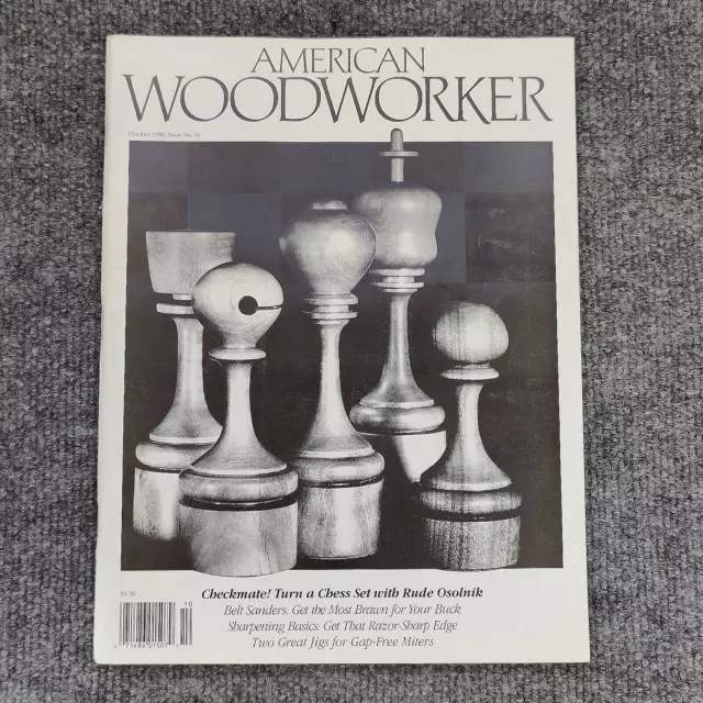Revista AMERICAN WOODWORKER Rodale Octubre 1990 No. 16: juego de ajedrez convertido, chapa