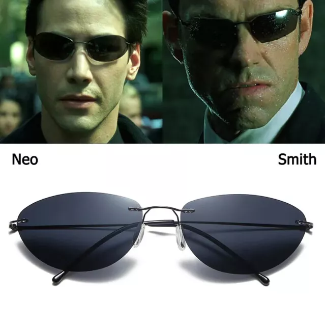 Occhiali da sole polarizzati stile The Matrix Agent Smith stile agente stile neo stile montatura in titanio