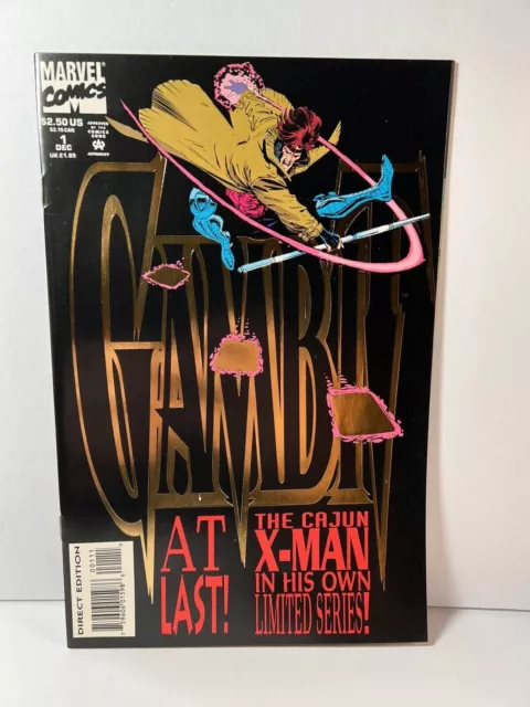 Gambit #1  Embossed Gold Foil Cover Marvel Comics (1993) DIRECT EDITION