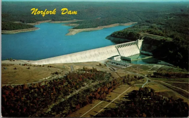 Aerial View Norfolk Dam Lake Mountain Home Arkansas Vintage Unposted Postcard