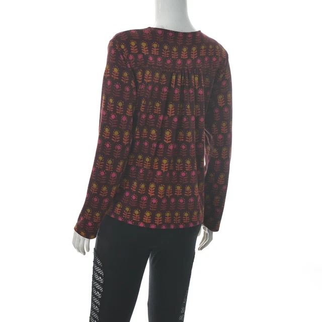 Gudrun Sjoden Femmes 1-Pocket Bouton Haut Roundneck Long Manche Imprimé Floral S 3