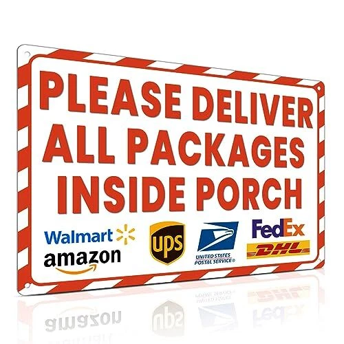 8"x12" Rust-Free Aluminum Package Delivery Sign for Outside Inside Porch Sign