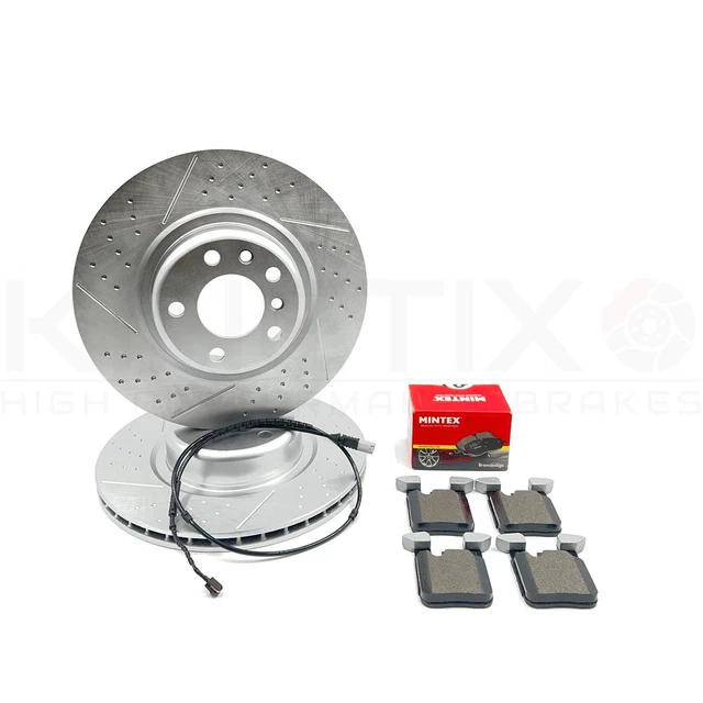 FOR BMW 320D F30 M SPORT REAR DIMPLED GROOVED BRAKE DISCS MINTEX PADS