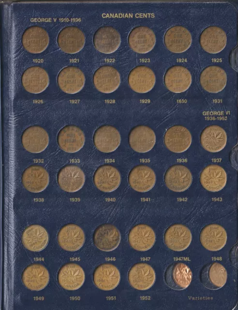 Canada Small Cent Collection 1920- 2000 In Beautiful Album - Key Dates Included