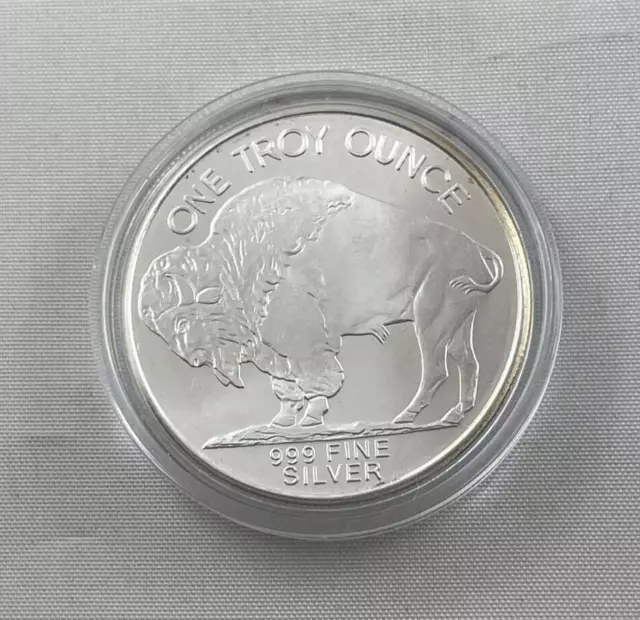 2010 Liberty Buffalo 1oz 99.9% Silver Bullion Coin in Capsule - Indian Head - 2