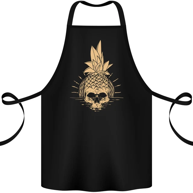 Pineapple Skull Gothic Biker Surfing Cotton Apron 100% Organic