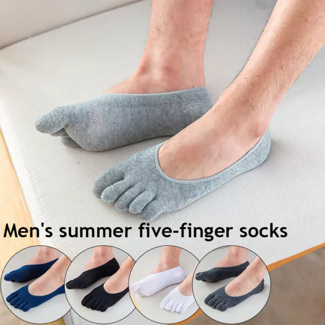 Herren-Söckchen Fünf-Finger-Zehensocken Baumwolle Niedriger Schnitt Solide #N