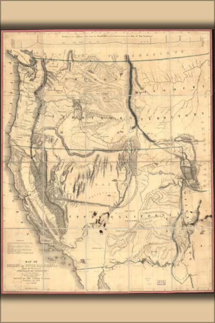 Poster, Many Sizes; Map Of Oregon And Upper California 1848 P2