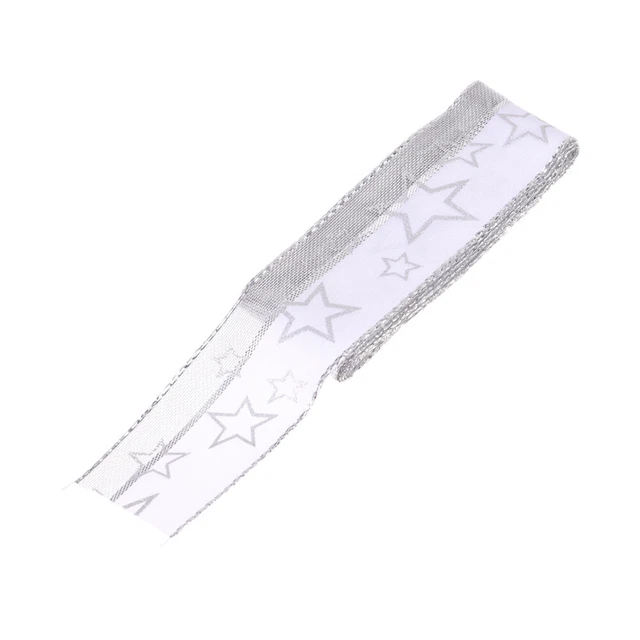 2 Rolls Christmas Snowflake Ribbon Satin Ribbons Home Party Decoration Flash