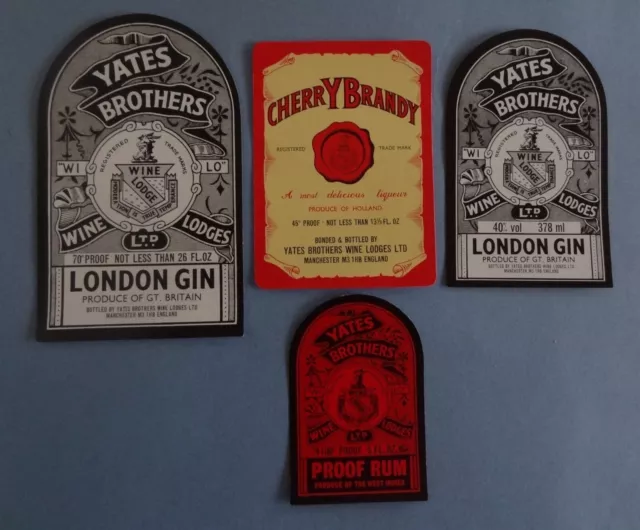 Vintage Yates Bros Bottle labels, RUM, GIN, Cherry Brandy