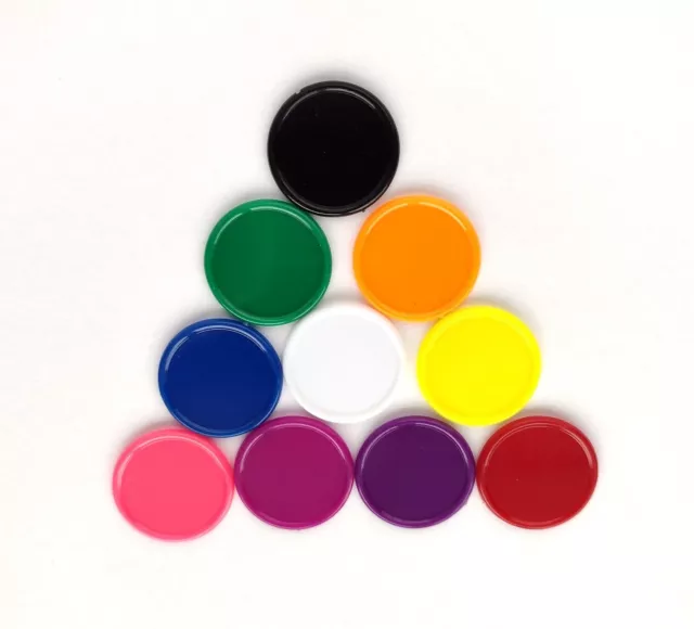 10 Round Plastic Counters Coloured Circle Chips Board Game Tokens Upgrade 25mm