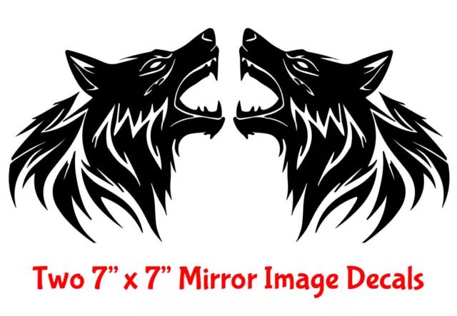 Two Black Wolves 7"x 7" Graphic Vinyl Decal Car Truck Tablet Laptop Notebook