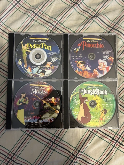 Disney DVDs Limited Edition set of 4 Jungle Book, Mulan, Peter Pan, Pinocchio