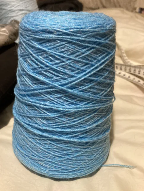 Cono de mezcla de lana azul vintage de 4 capas, 8 oz/227 gm