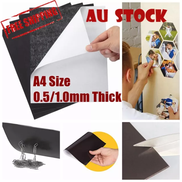 1-20x A4 Magnetic Magnet Sheets Self Adhesive Backed Thickness Crafts Material