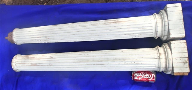 2 Antique Primitive Usa Architectural Garden Wood Baluster Post Fluted Columns