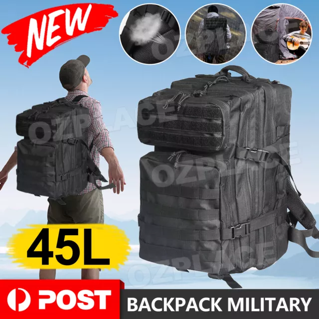 45L Military Tactical Backpacks Army Camping Molle Bag Hiking Rucksack Outdoor A