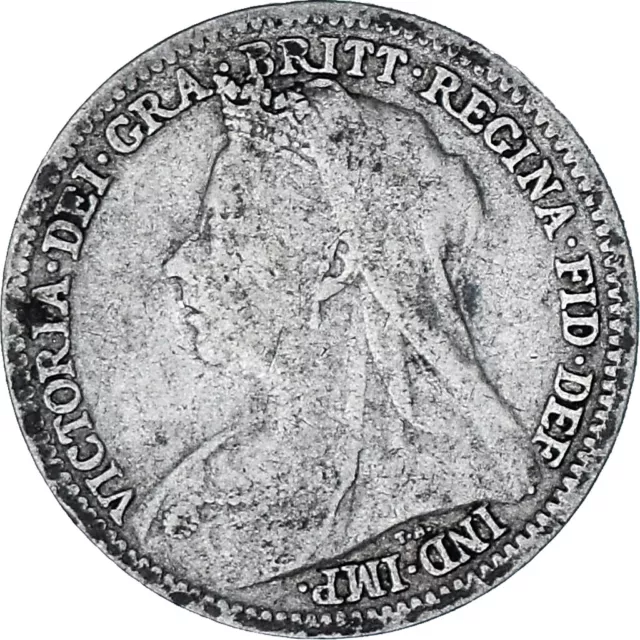 [#849980] Coin, Great Britain, Victoria, 3 Pence, 1901, VF(20-25), Silver, KM:77