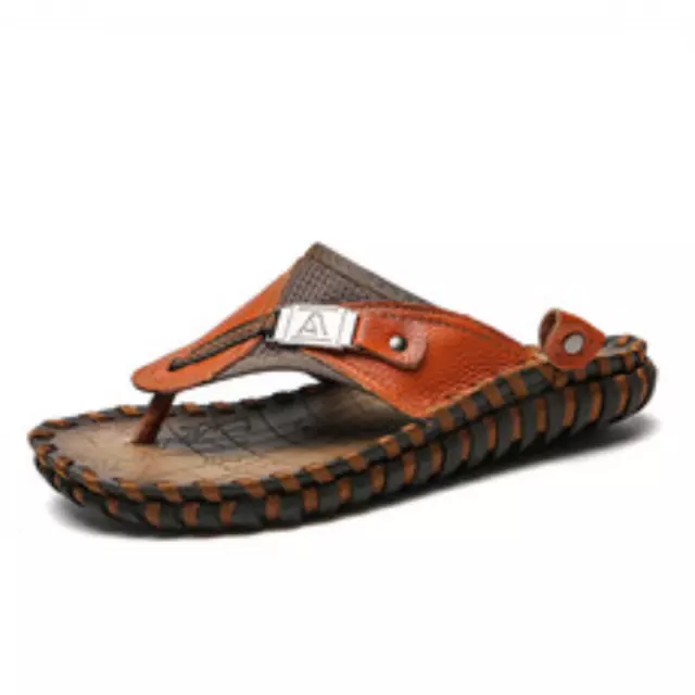 Men's Flat Faux  Leather Clip Foot Openwork Breathable  Casual Beach Sandals