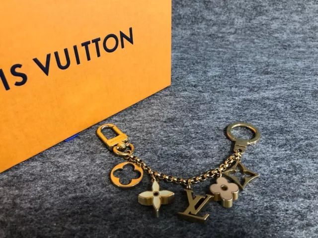 Louis Vuitton LOUIS VUITTON Charm Keyring Bag Chain Fleur de Monogram Metal  Gold x Ivory Pink Beige Unisex M65111