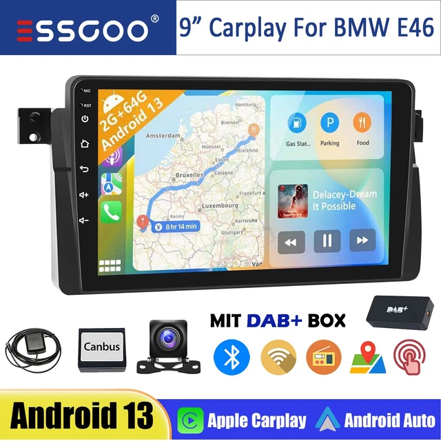 Autoradio Android 14 Pour BMW E46, Rover 75, MG ZT - Écran 8,8 Pouces IPS - 4Go/64Go - Neuf Sous Emballage