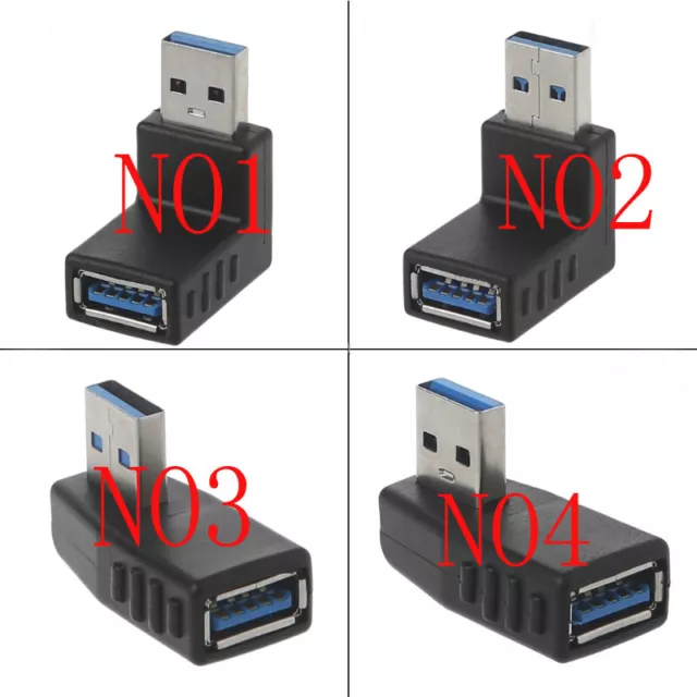 90 Degree Angled USB 3.0 Male To Female Adapter Connector Plug For Laptop PC