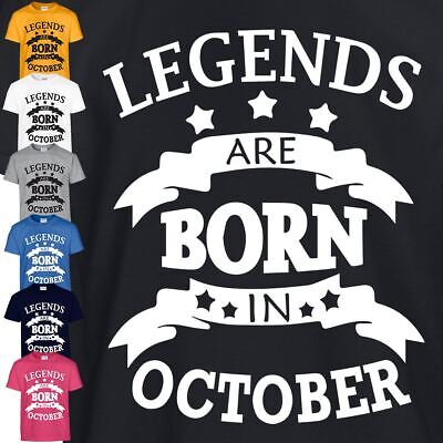 Legend sono nati in ottobre Uomini Ragazzi T Shirt Regalo Di Compleanno Divertente Casual Wear