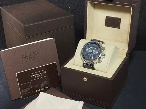 Louis Vuitton Tambour Chronographe Damier Graphite QA094 Quartz 44mm Homme Watch