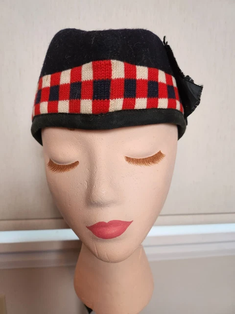 Red Vintage Scottish Piper Military Wool  Blue Glengarry Hat
