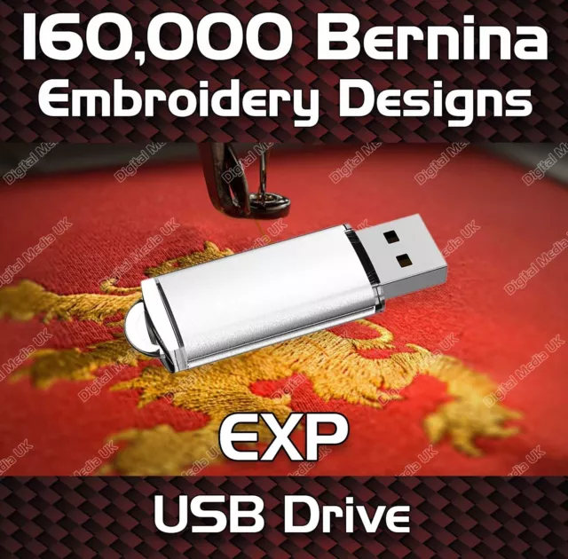 160,000 Bernina Bernette Embroidery Machine Design Files EXP on USB Drive