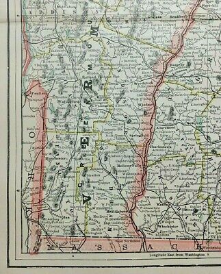 1894 Vintage NEW HAMPSHIRE & VERMONT Atlas Map Antique Encyclopedia Britannica 3