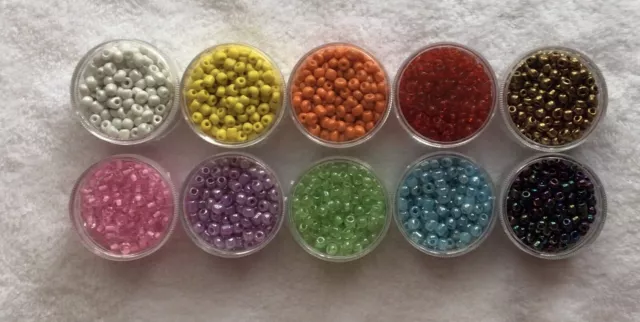 Wholesale Bulk Lot 200g 6/0 4mm Glass Seed Beads Free Ship 10 COLORS in Jar