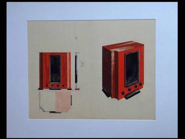 Progetto Radio Art Deco Francese, Guazzo Originale - 1935 - A. Zaccagnino