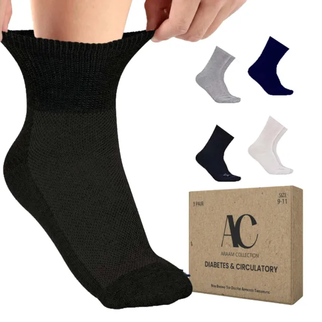 12 Pairs Cotton Circulatory Loose Fit Quarter Ankle Diabetic Socks 9-11 10-13