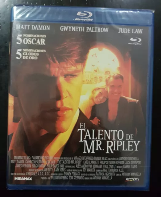 Blu-Ray EL TALENTO DE MR. RIPLEY (MATT DAMON, JUDE LAW, GWYNETH PALTROW) Nuevo