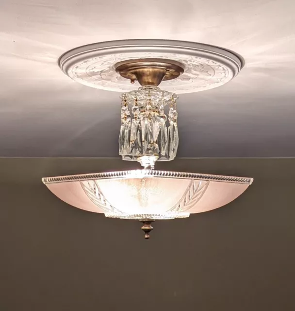 170 Vintage Antique Art Deco Glass Shade Ceiling Light Fixture Lamp Chandelier