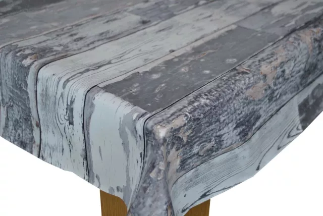 Grey Wooden Plank Old Rustic Wood Effect Vinyl Wipe Clean Pvc Tablecloth