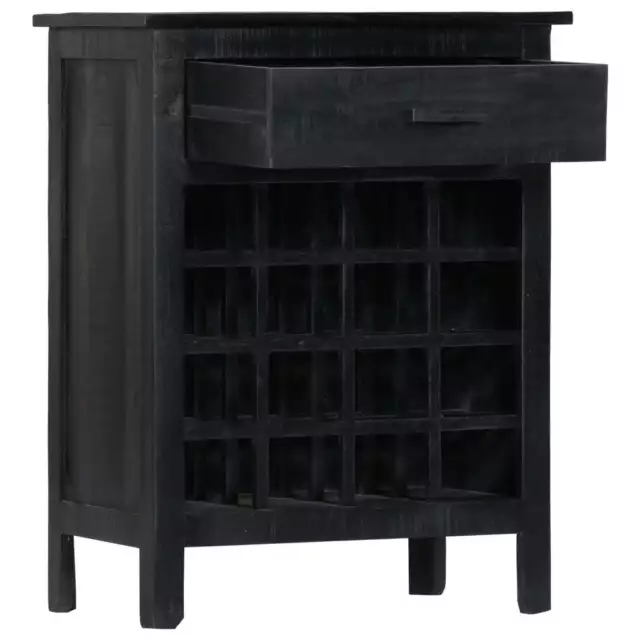 Solid Mango Wood Wine Rack Black Wine Bottle Holder Storage Cabinet vidaXL 3