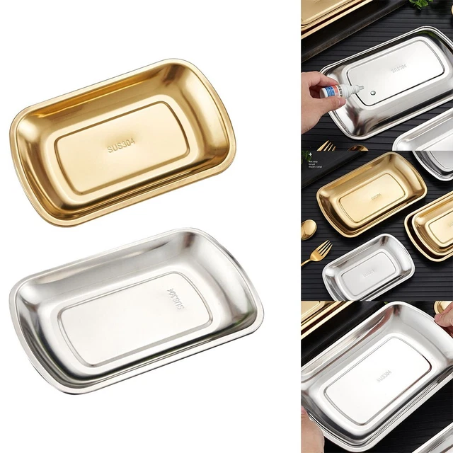 Piatto snack in acciaio inox riutilizzabile per ristorante e uso domestico